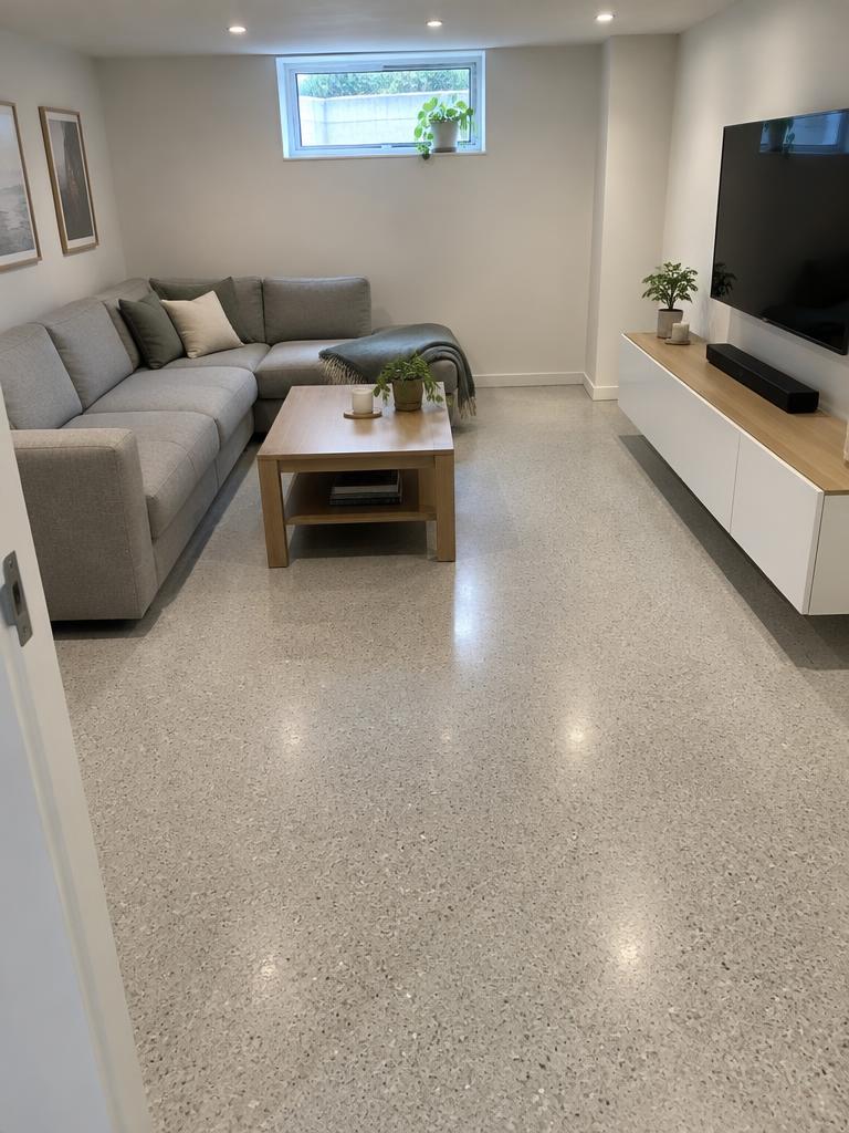 StoneCarpet-gulv i kælderstue