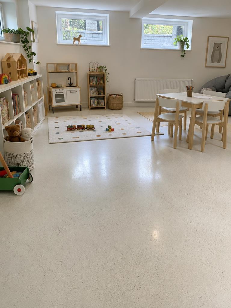 StoneCarpet-gulv i legerum i kælder