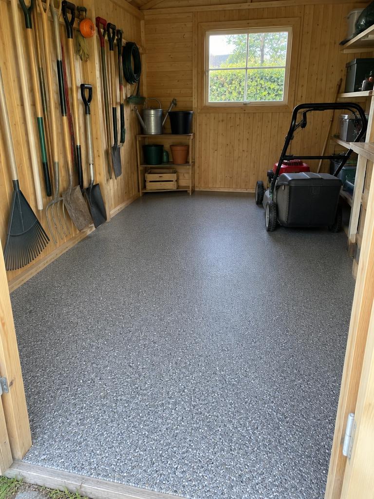StoneCarpet-gulv i redskabsskur
